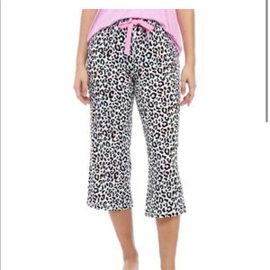 Rainbow leopard print capri pajama pants